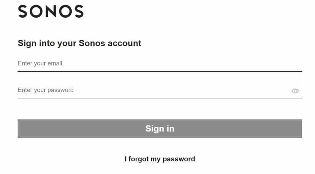 Sign into sonos